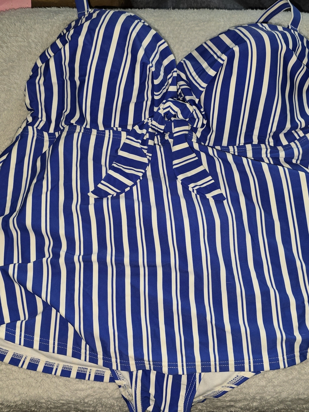 LYSA Blue White Striped Tankini Swimsuit Set 1X